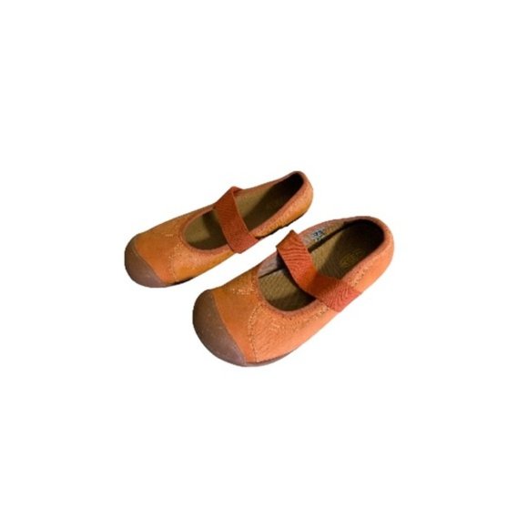 Keen Orange Leather Mary Jane Flats with Rubber Soles - Women’s Size 8 - Picture 1 of 11